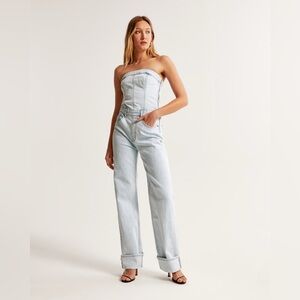 NWT // Abercrombie Strapless Denim Jumpsuit